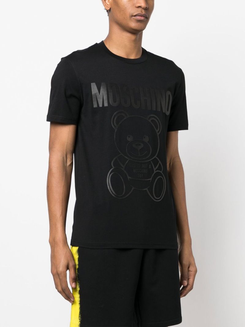 Black Teddy Bear Logo Cotton T-shirt