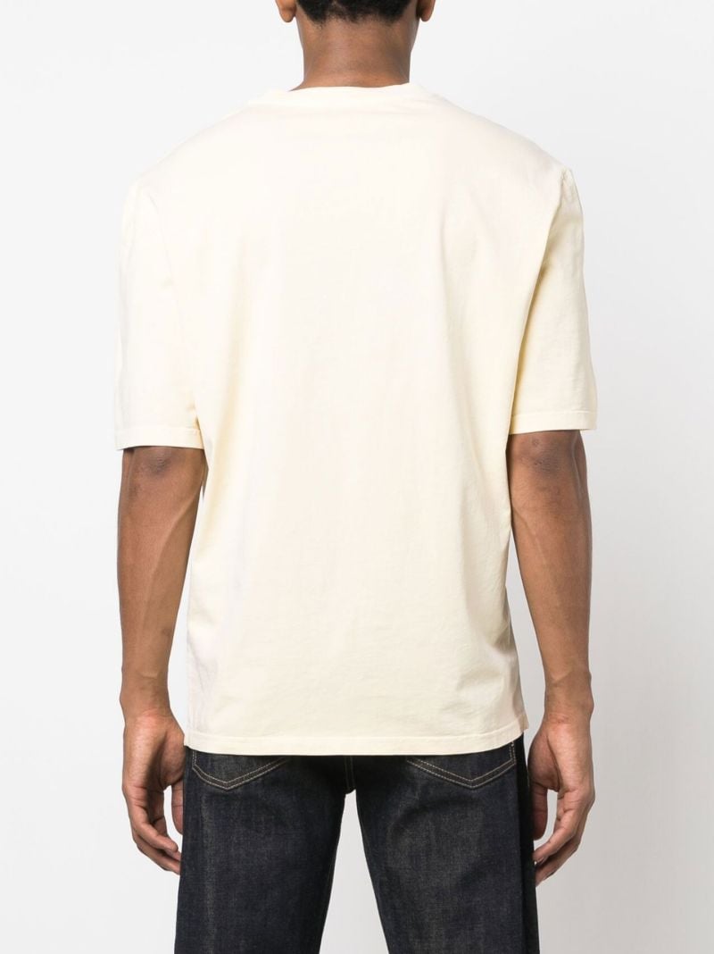 Yellow New Wave Logo Print Cotton T-shirt