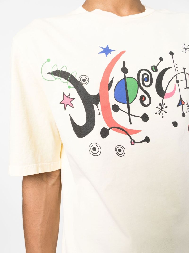 Yellow New Wave Logo Print Cotton T-shirt