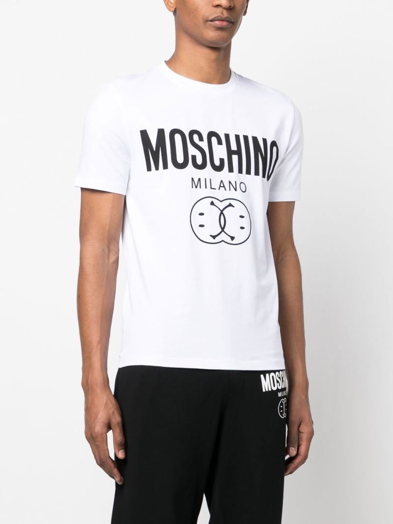 White Dqm Smile Logo Cotton T-shirt