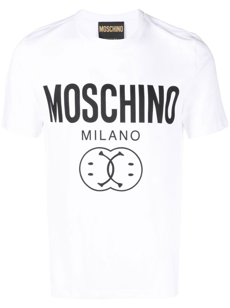 White Dqm Smile Logo Cotton T-shirt