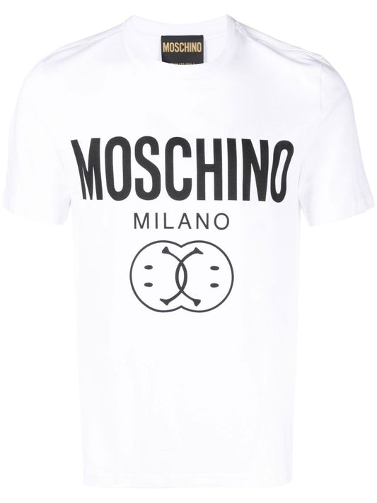 White Dqm Smile Logo Cotton T-shirt