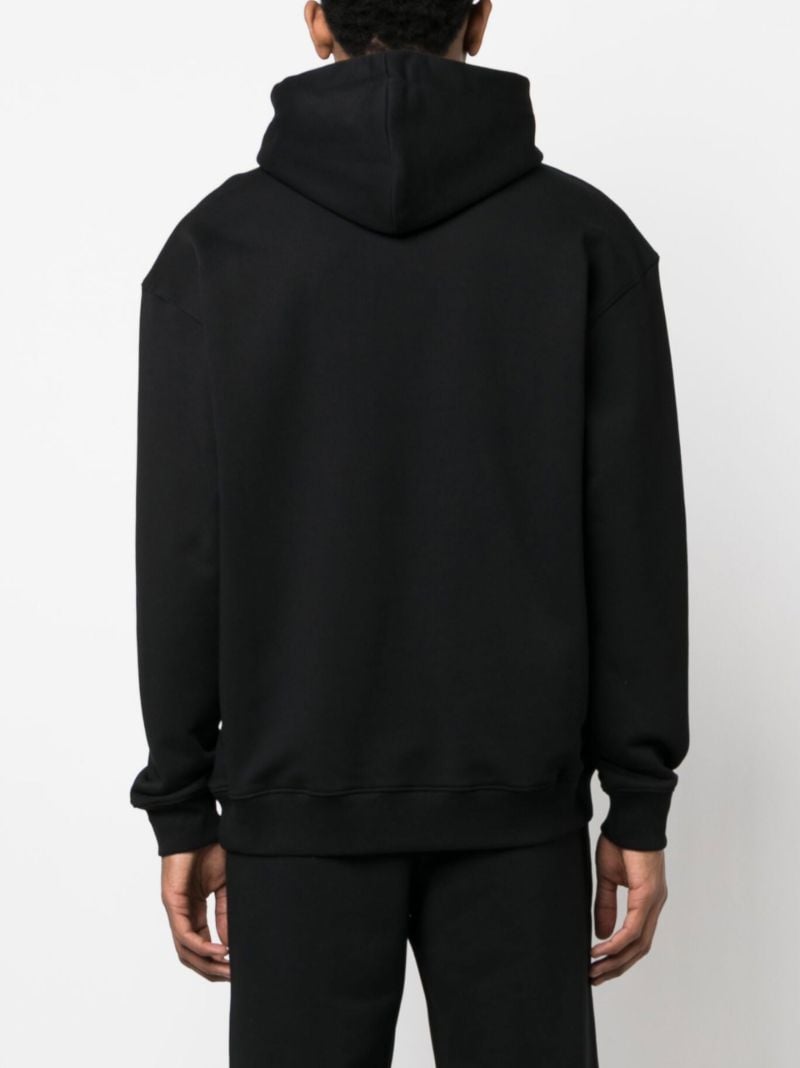 Black Institutional Logo Print Cotton Hoodie