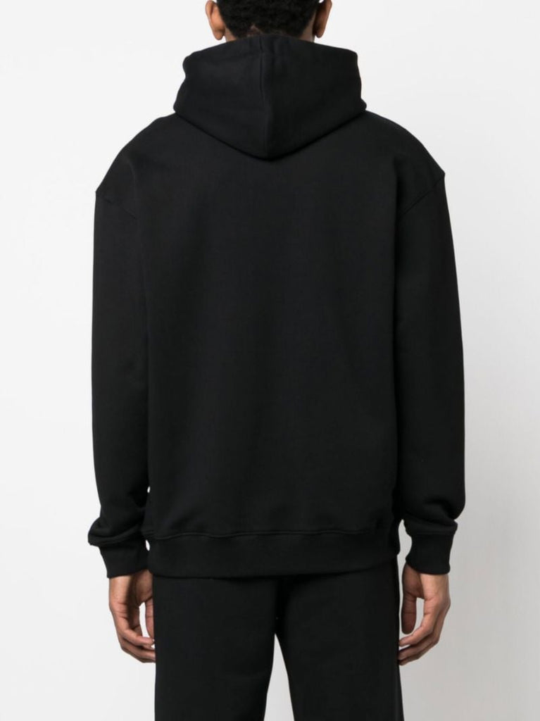 Black Institutional Logo Print Cotton Hoodie