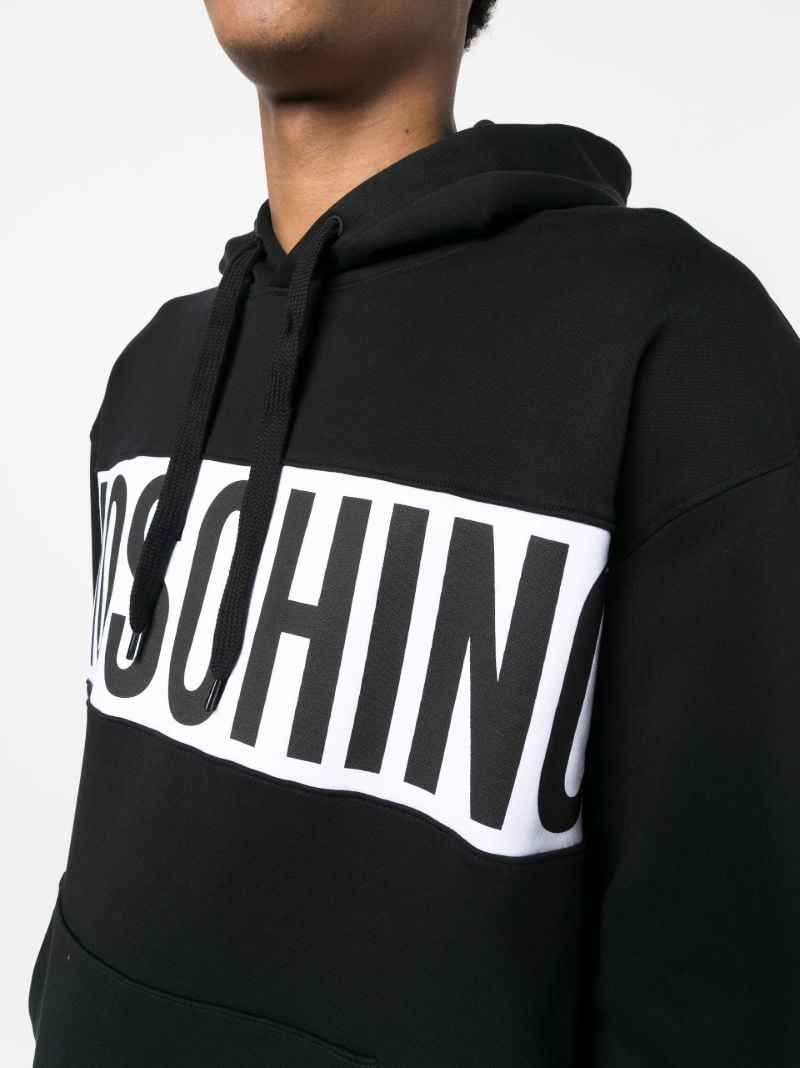 Black Institutional Logo Print Cotton Hoodie