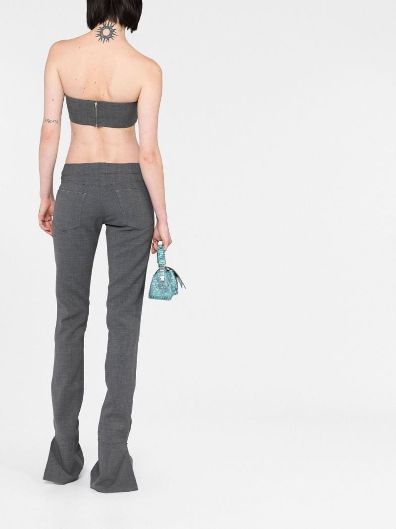 Grey Slub Textured Flared Trousers