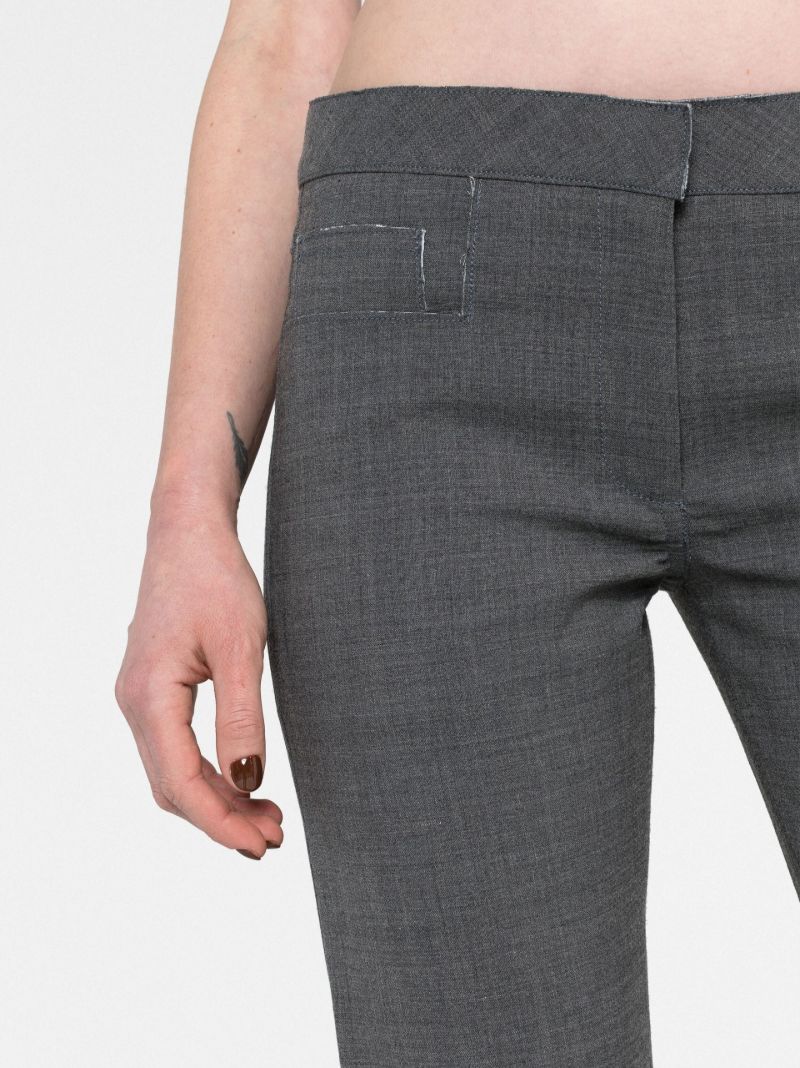 Grey Slub Textured Flared Trousers