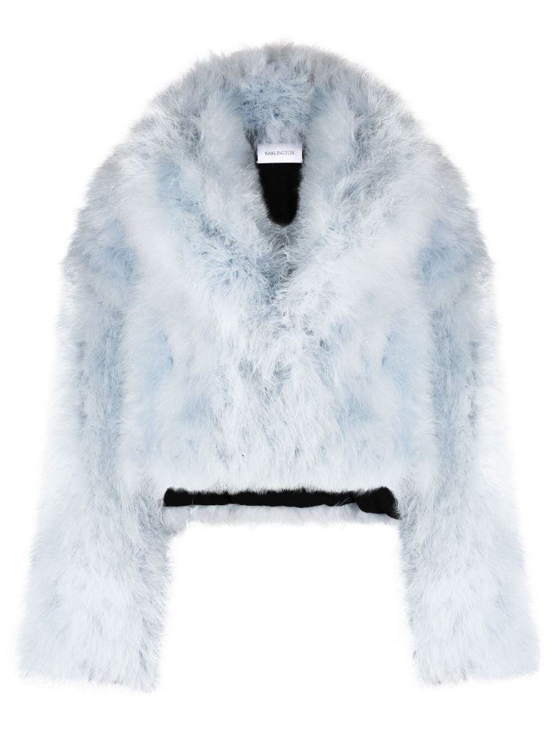 Blue Cropped Feather Jacket