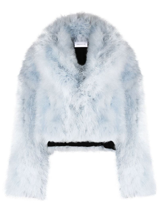 Blue Cropped Feather Jacket