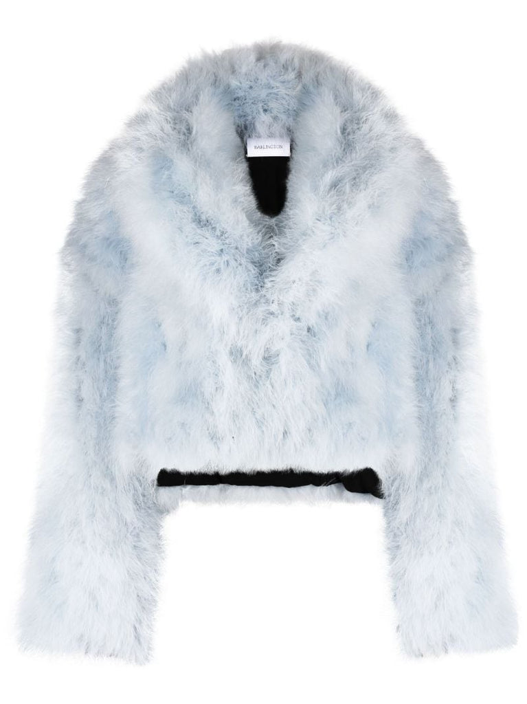 Blue Cropped Feather Jacket