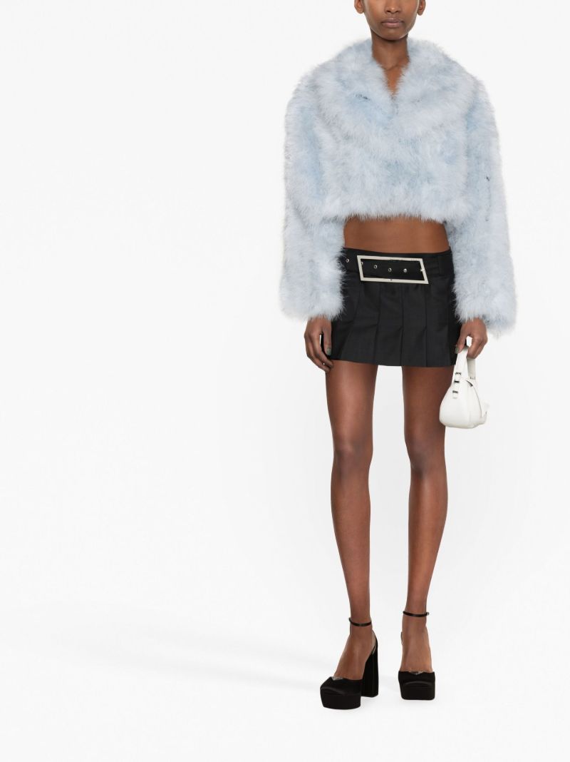 Blue Cropped Feather Jacket