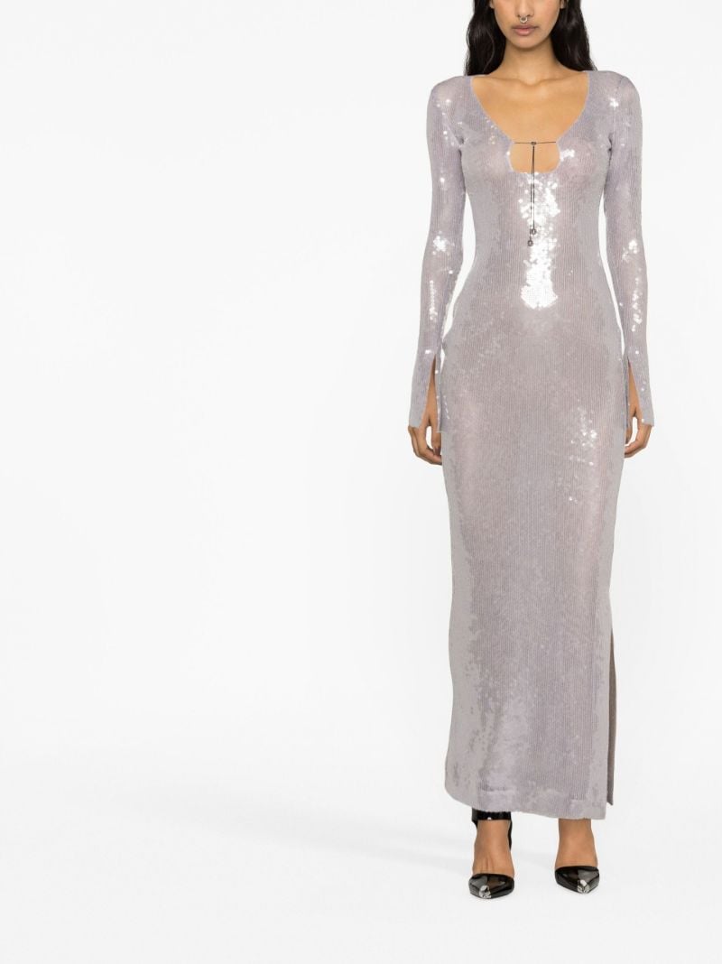 Silver Solaria Sequinned Maxi Dress