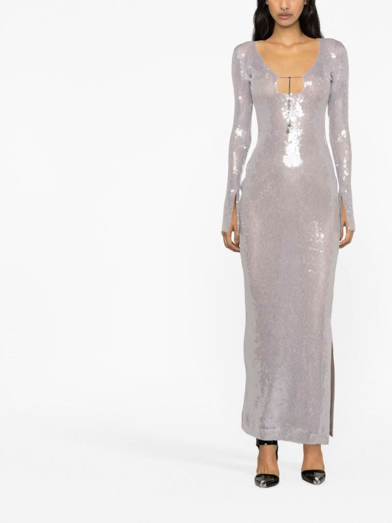 Silver Solaria Sequinned Maxi Dress