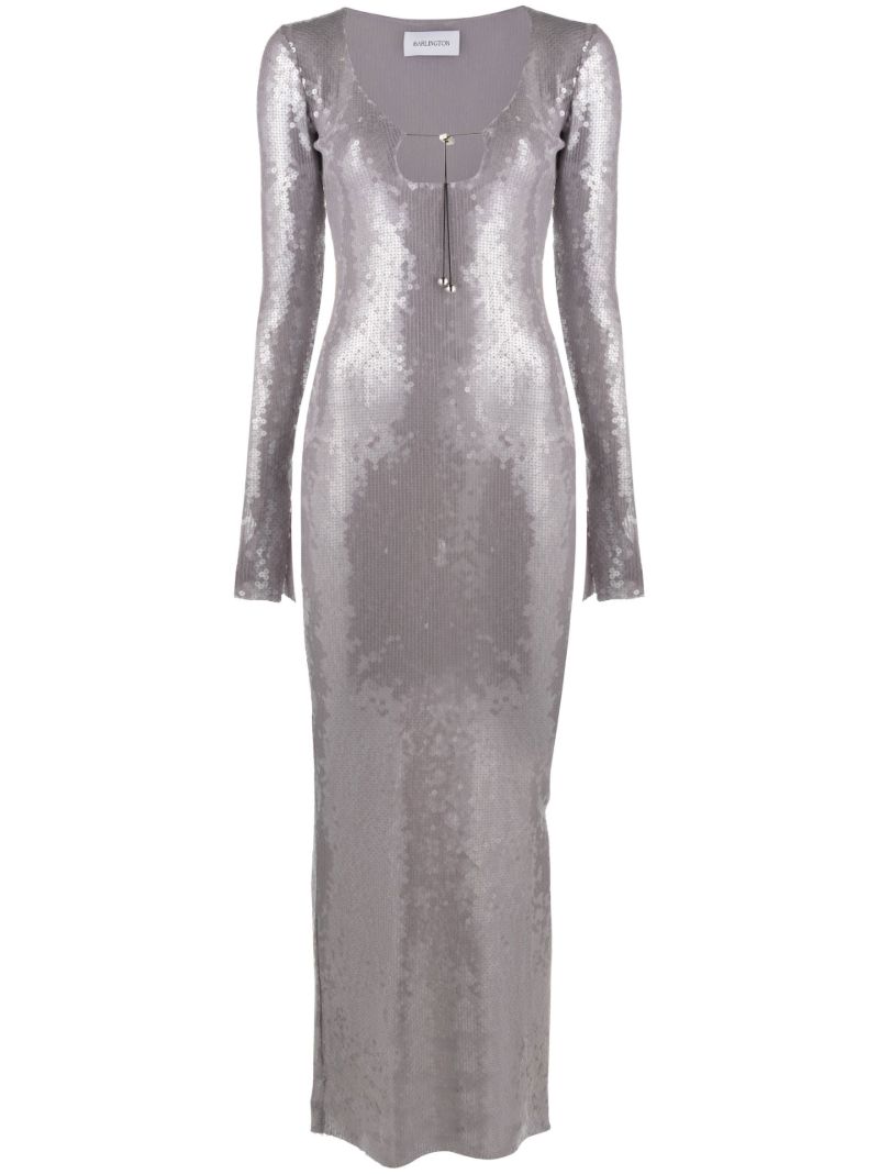 Silver Solaria Sequinned Maxi Dress