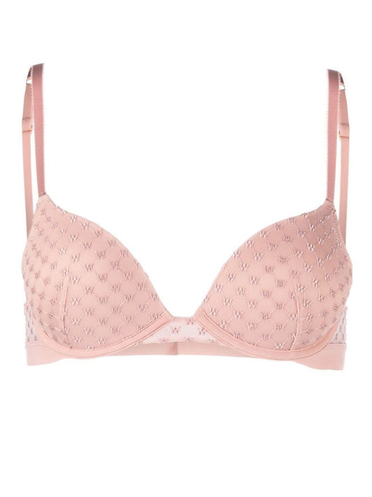 Pink Logo-embroidered Bra