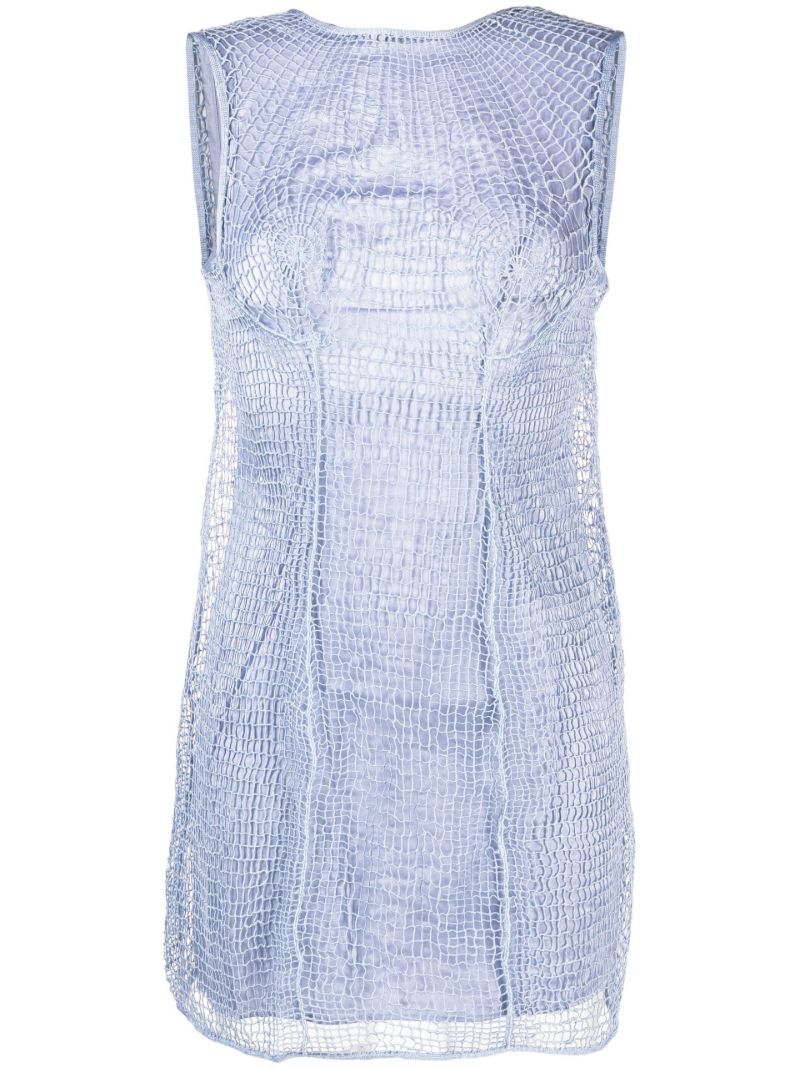 Blue Open-knit Dress