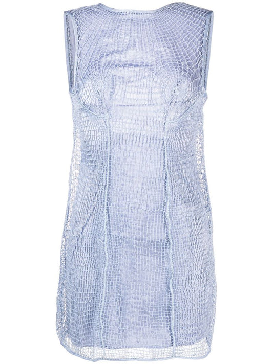 Blue Open-knit Dress