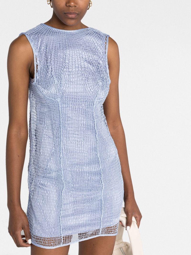 Blue Open-knit Dress