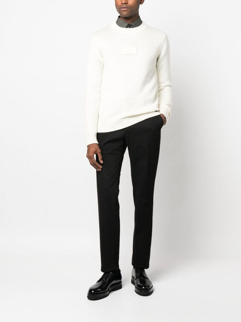 Neutral Ff Embossed Wool Sweater