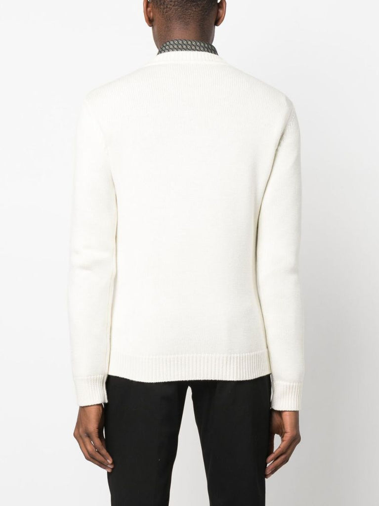 Neutral Ff Embossed Wool Sweater