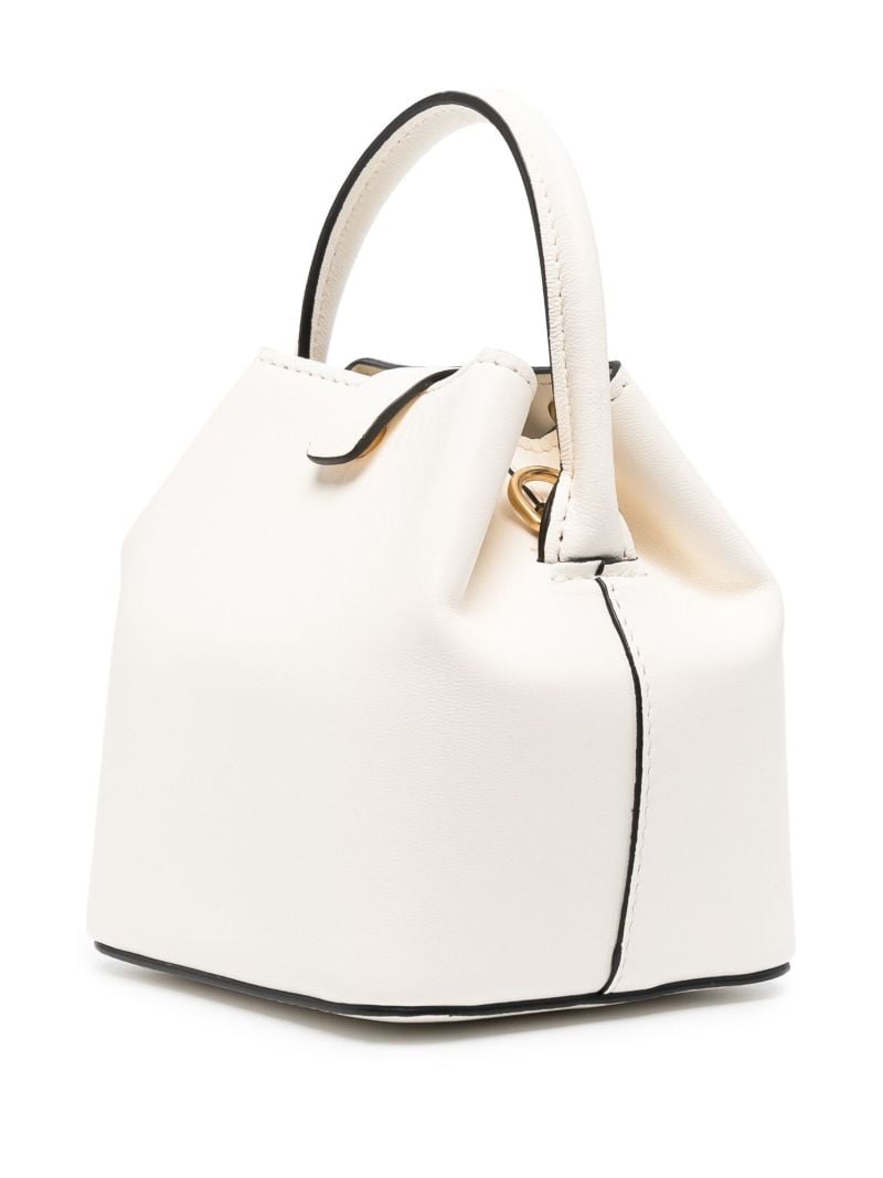 White Vlogo Leather Mini Bucket Bag