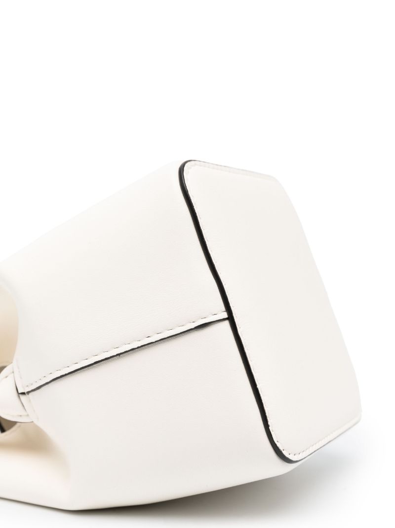 White Vlogo Leather Mini Bucket Bag