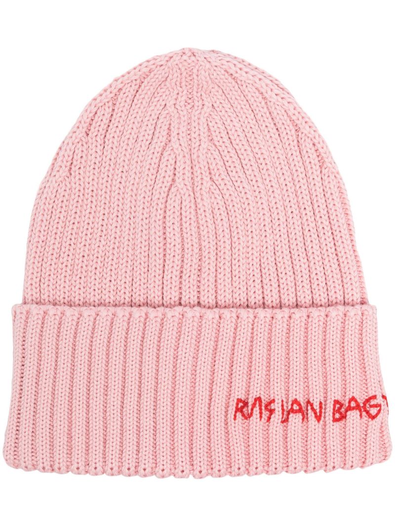 Pink Ribbed Beanie Hat