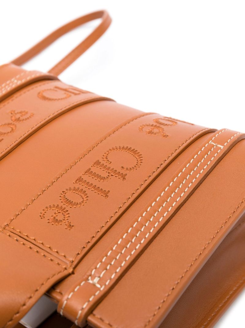 Brown Woody Leather Mini Tote Bag