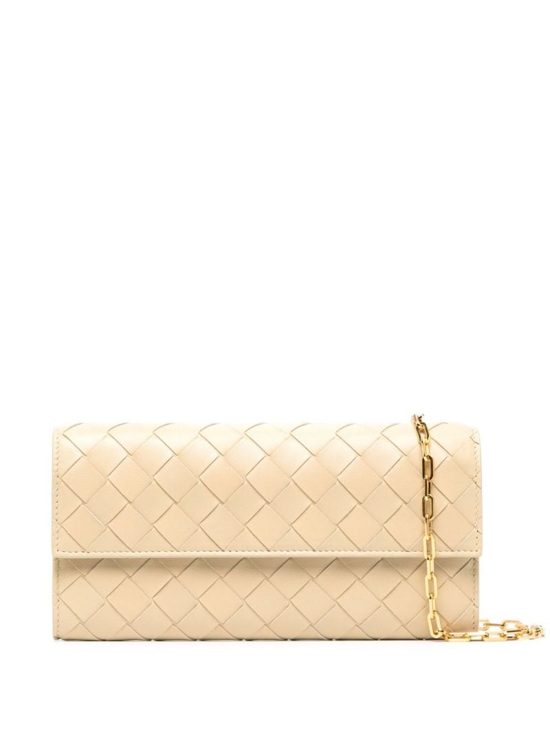 Neutral Intrecciatio Nappa Leather Clutch Bag