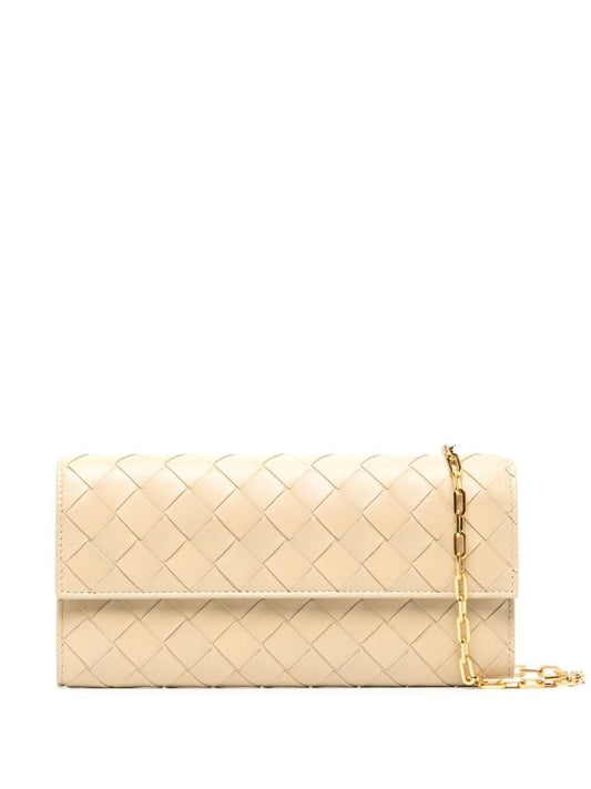 Neutral Intrecciatio Nappa Leather Clutch Bag
