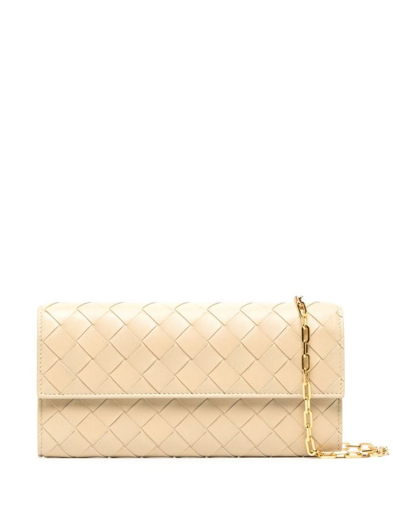 Neutral Intrecciatio Nappa Leather Clutch Bag