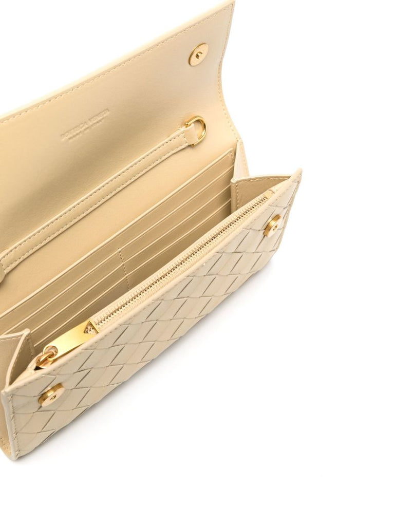 Neutral Intrecciatio Nappa Leather Clutch Bag