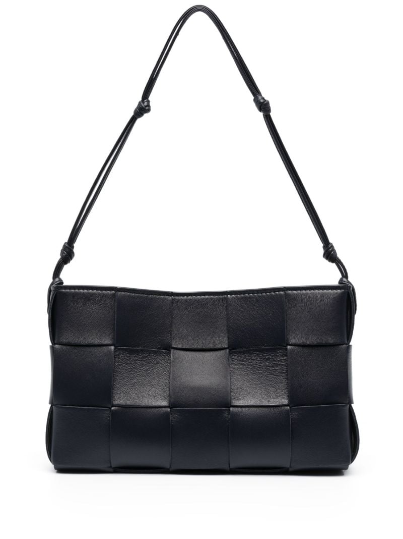 Black Intrecciato Leather Shoulder Bag