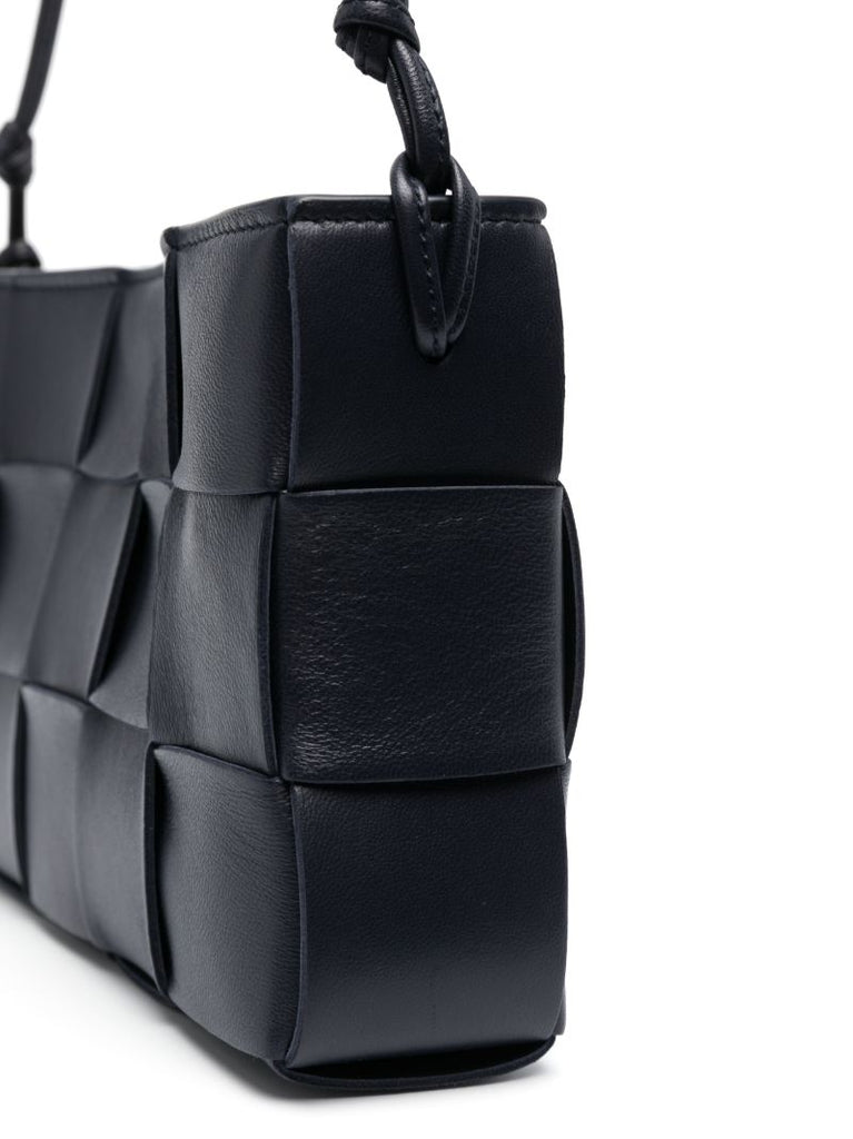Black Intrecciato Leather Shoulder Bag