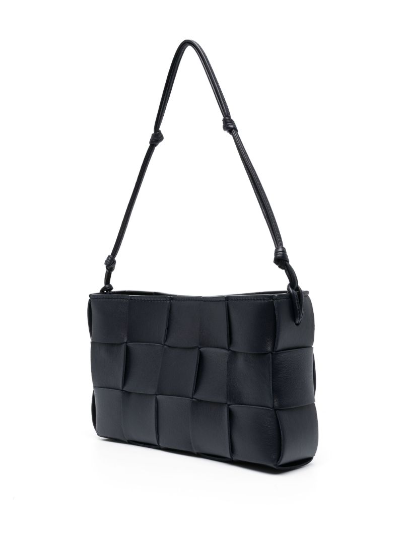 Black Intrecciato Leather Shoulder Bag