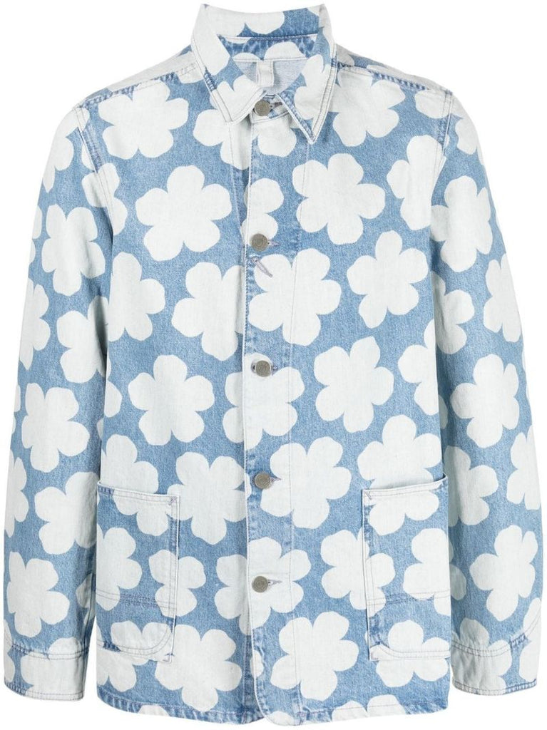 Blue Hana Floral Print Denim Jacket