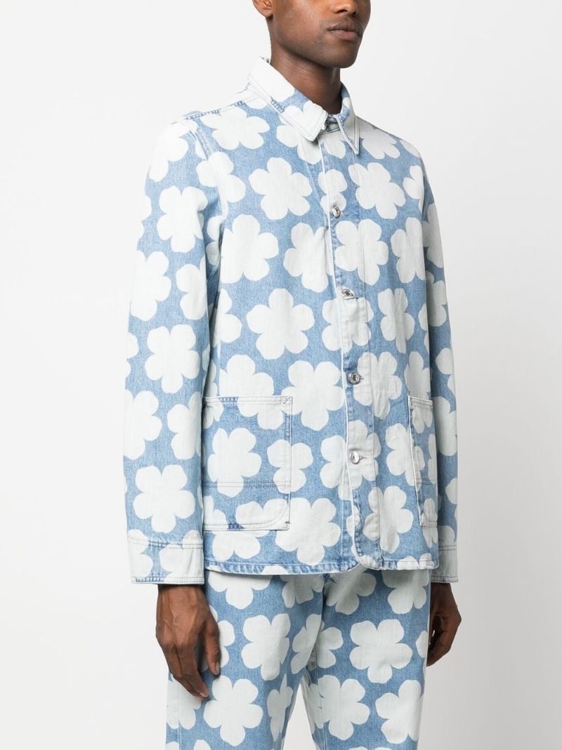 Blue Hana Floral Print Denim Jacket
