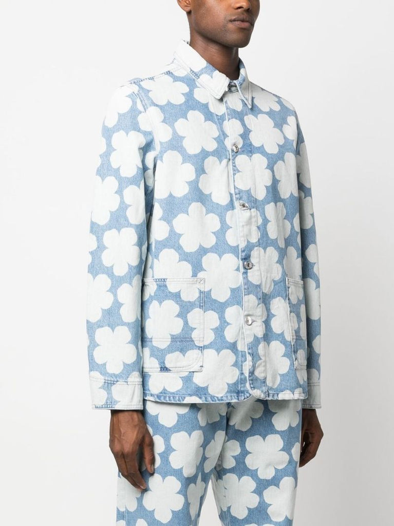 Blue Hana Floral Print Denim Jacket