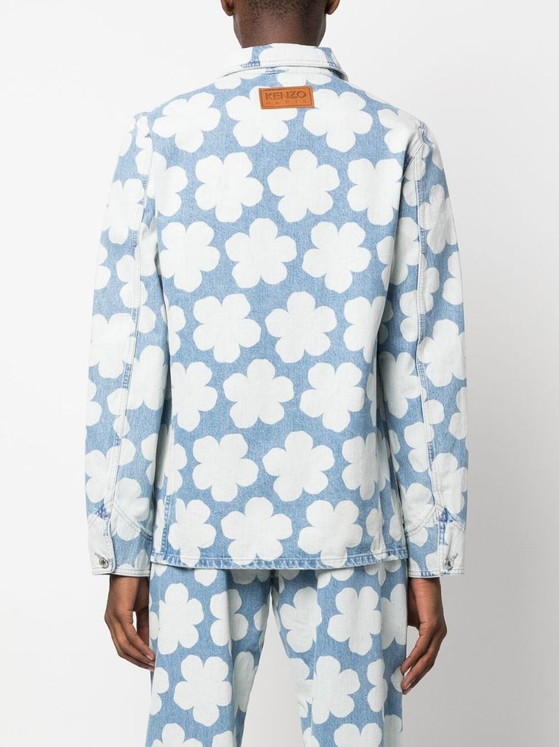 Blue Hana Floral Print Denim Jacket