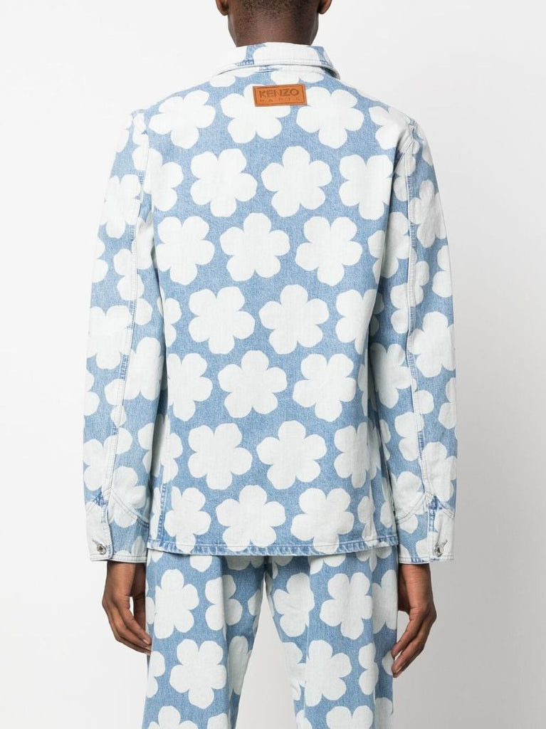 Blue Hana Floral Print Denim Jacket