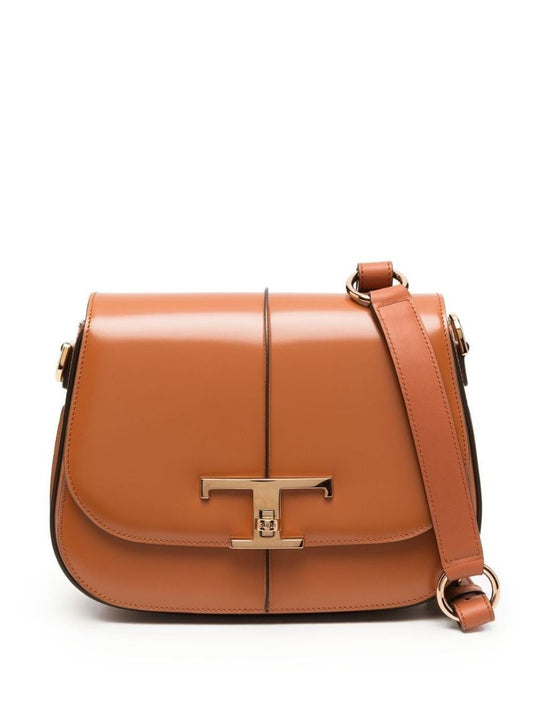 Brown T Timeless Leather Shoulder Bag