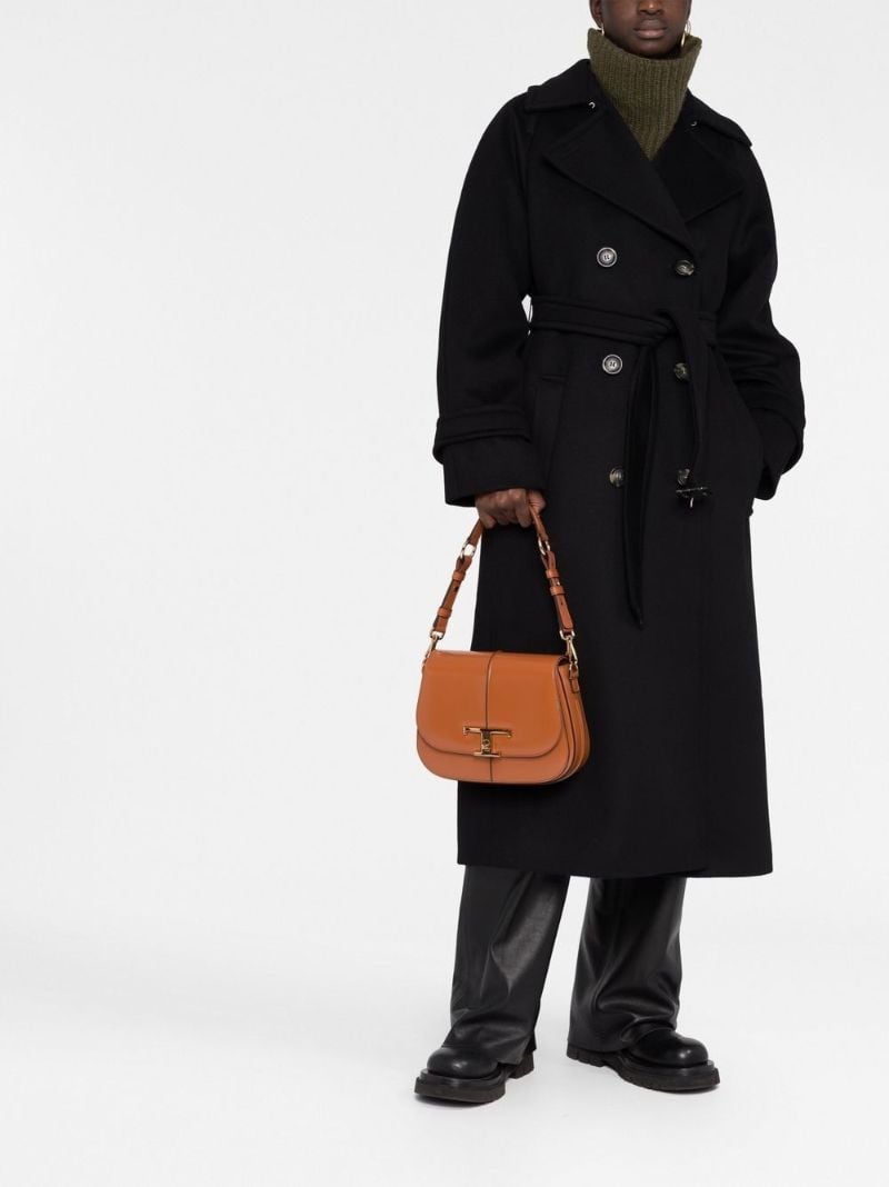Brown T Timeless Leather Shoulder Bag