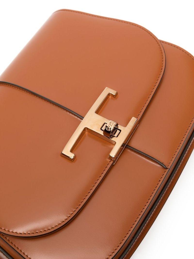 Brown T Timeless Leather Shoulder Bag