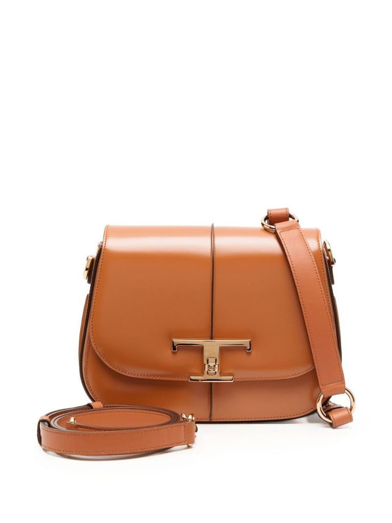 Brown T Timeless Leather Shoulder Bag