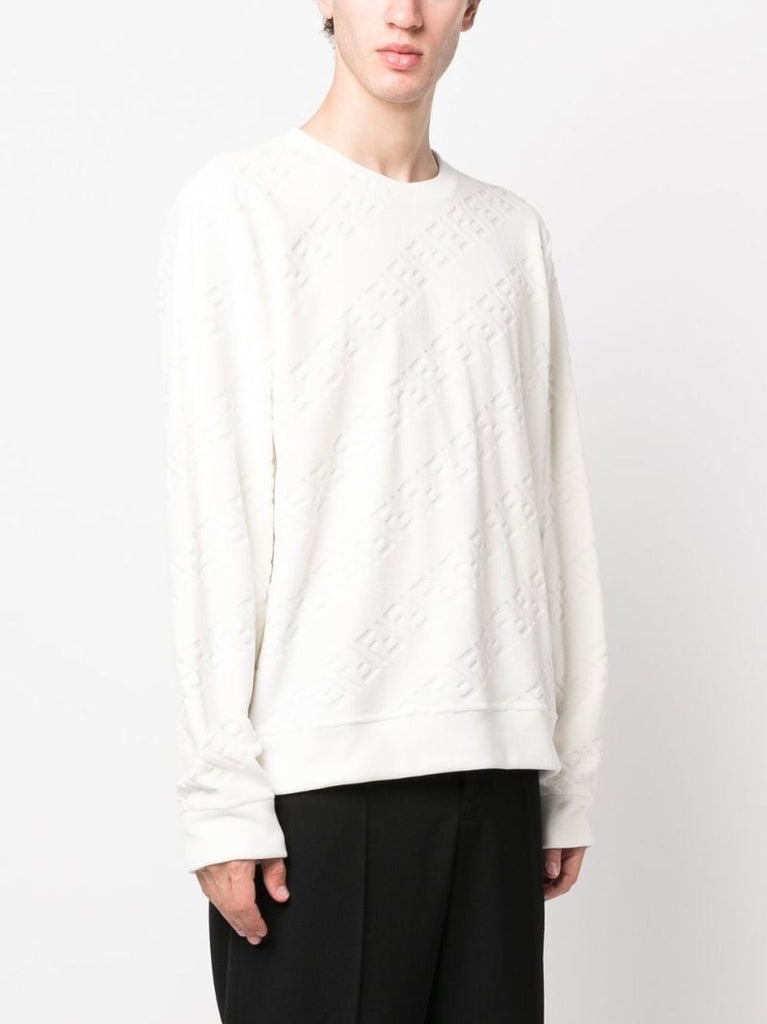 White Debossed-logo Cotton Sweatshirt
