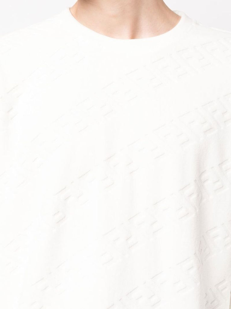 White Debossed-logo Cotton Sweatshirt