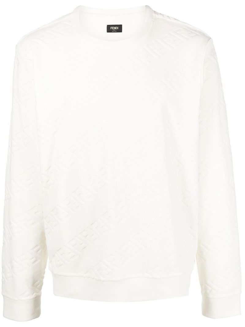 White Debossed-logo Cotton Sweatshirt