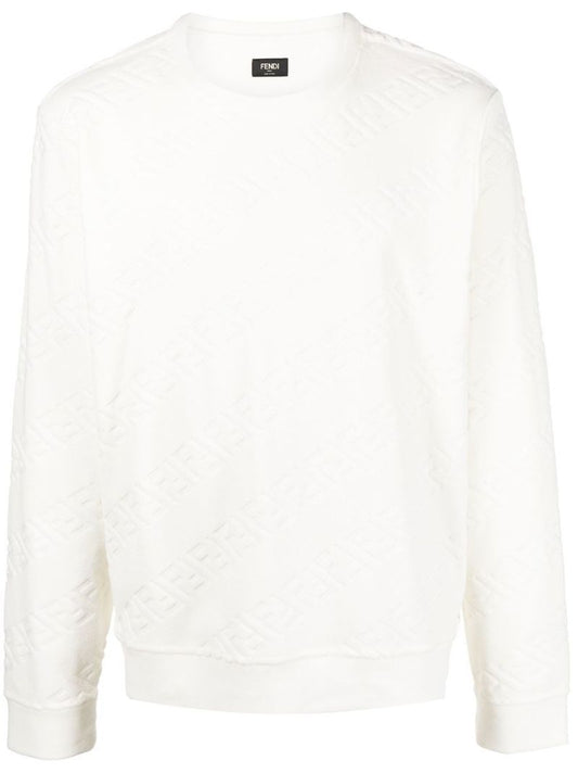 White Debossed-logo Cotton Sweatshirt