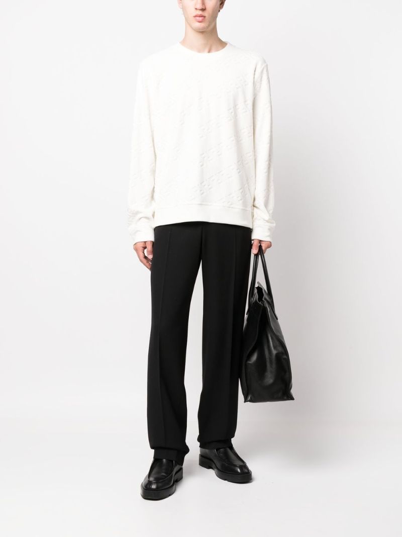 White Debossed-logo Cotton Sweatshirt