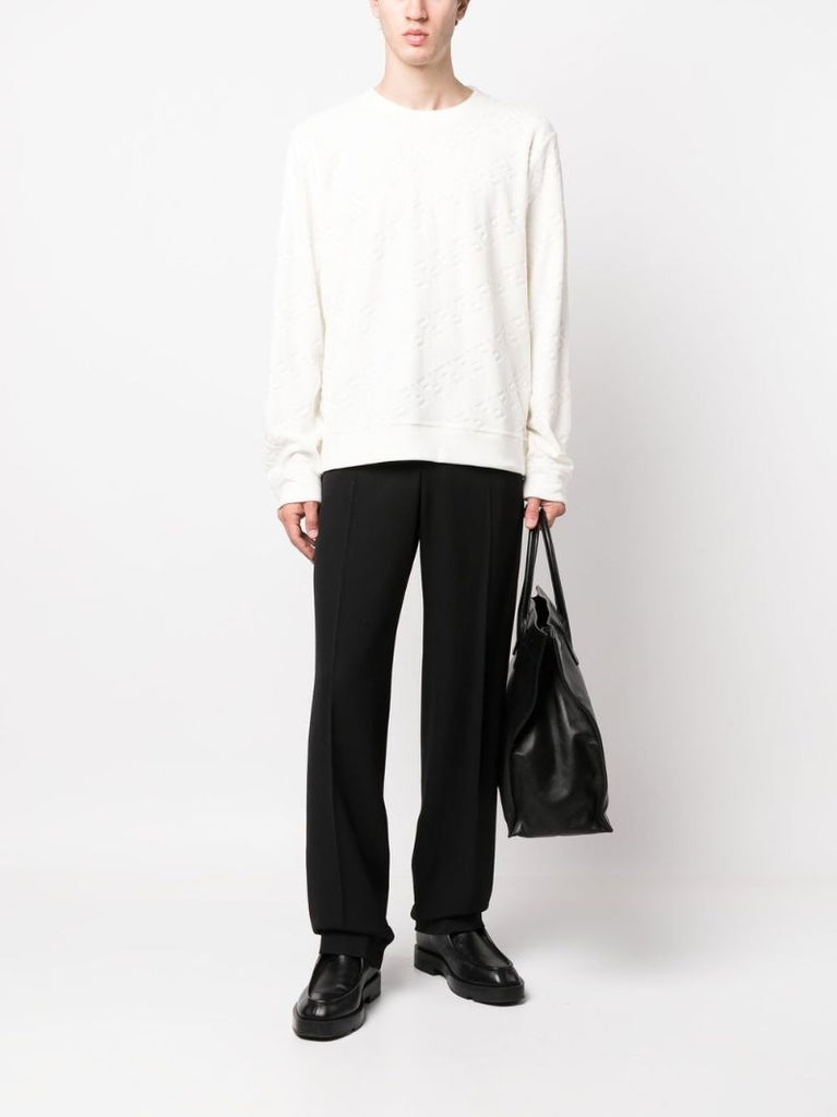 White Debossed-logo Cotton Sweatshirt
